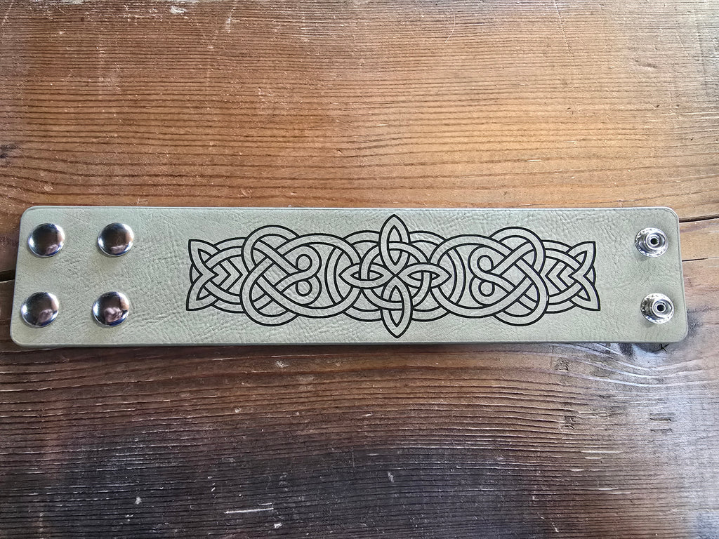 Snap Leather Bracelet Celtic Design 1, TAN and BLACK