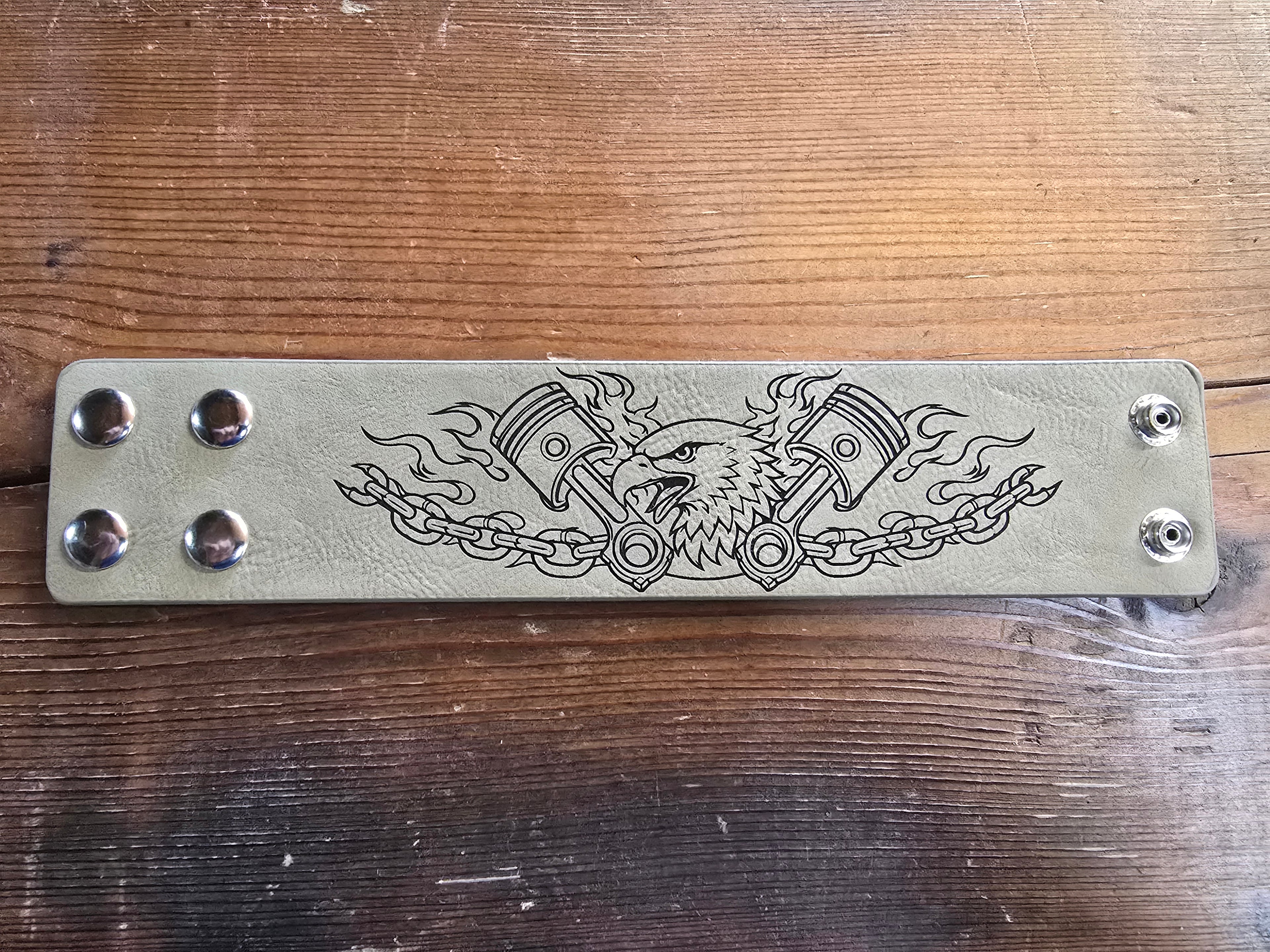 Snap Leather Bracelet Eagle, TAN and BLACK
